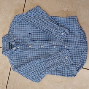 Ralph Lauren Blue And Navy Plaid Button Down Shirt, Size 5